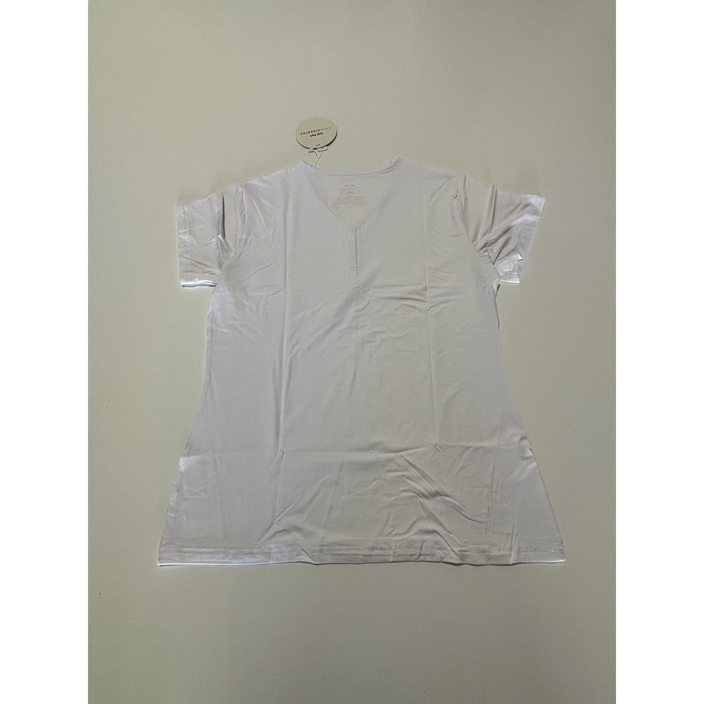 Little Sleepies Women Bright White Lunaluxe Short Sleeve Pajama Top Medium NWT - Picture 2 of 7